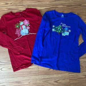 Festive Holiday Long Sleeve Shirts - Red & Blue